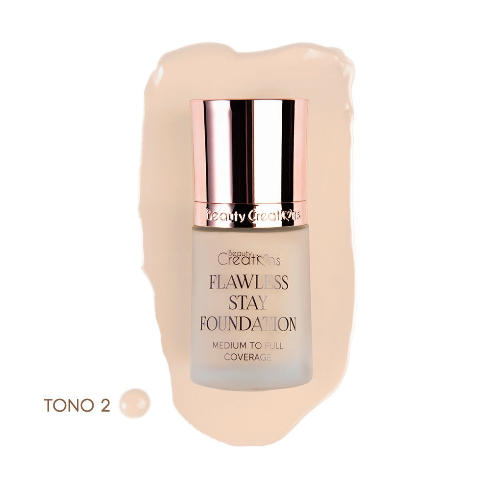 Flawless Stay Foundation Beauty Creations Tono FS2 - azukarmodaybelleza