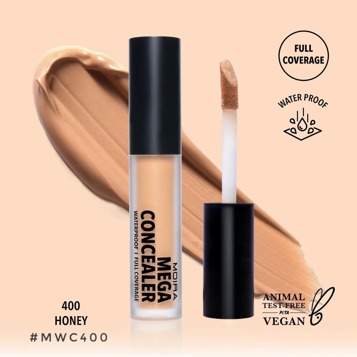 Mega Concealer Waterproof full coverage Honey - azukarmodaybelleza