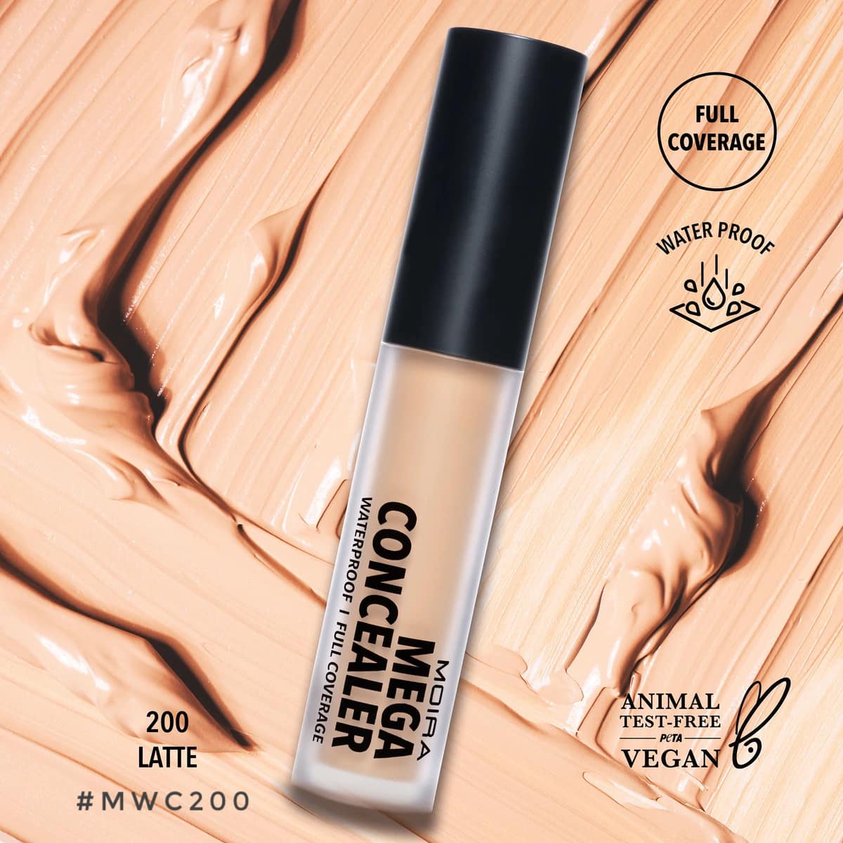 Mega Concealer Waterproof Full Coverage Latte - azukarmodaybelleza
