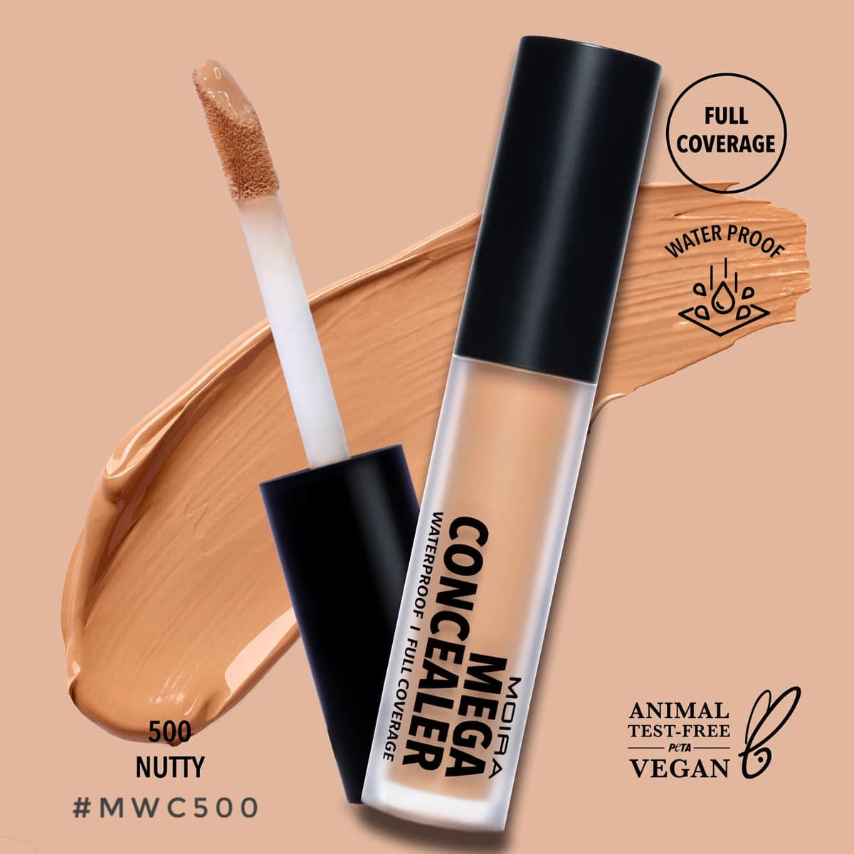 Mega Concealer Waterproof Full Coverage Nutty - azukarmodaybelleza
